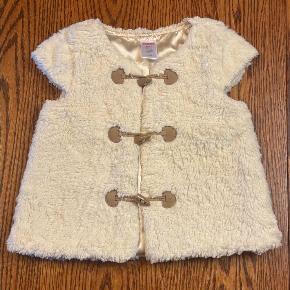 Gymboree Ivory Faux Fur Toggle Vest Size 4T-5T Alpine Sweetie Collection
